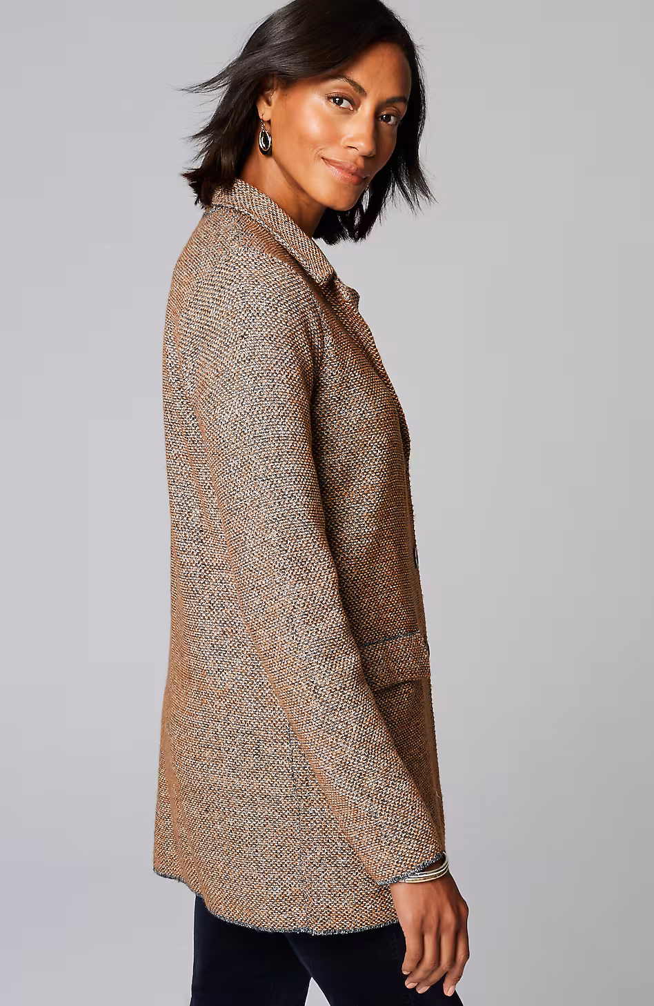 Tweed-Textured Sweater-Jacket