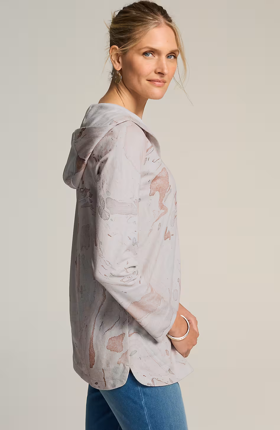 Pure Jill Marble-Dyed Hoodie Tunic