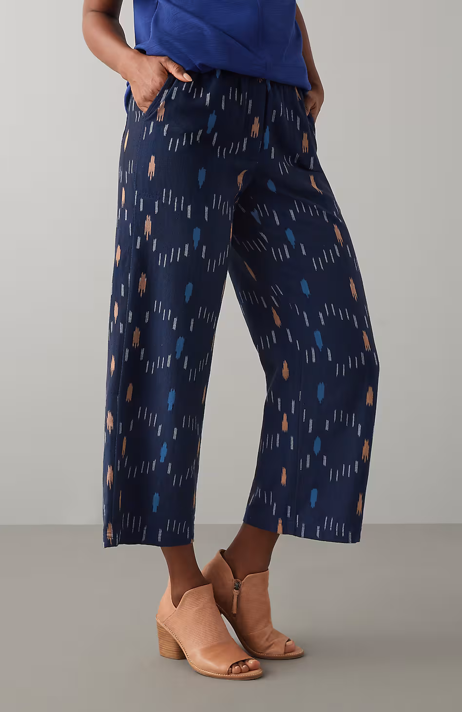 Pure Jill Ikat Wide-Leg Crops