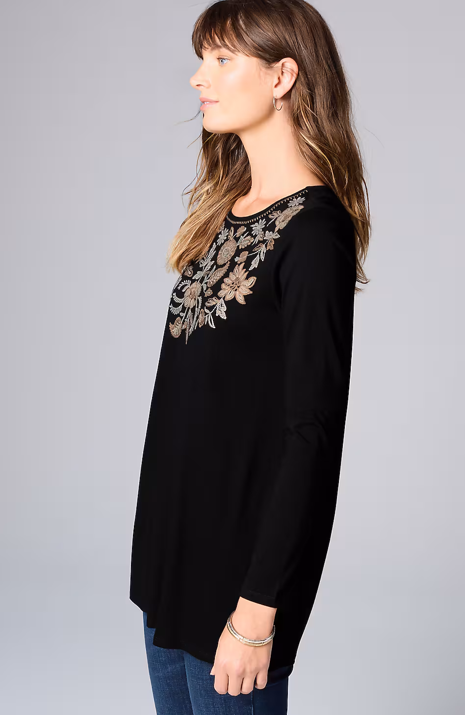 Embroidered Pleat-Back Tunic