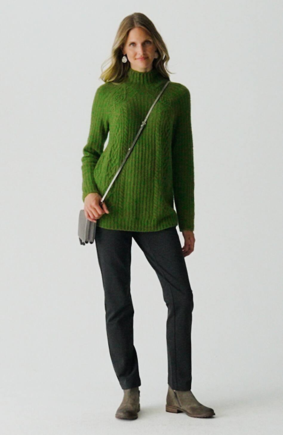 Mixed-Textures High-Neck Sweater