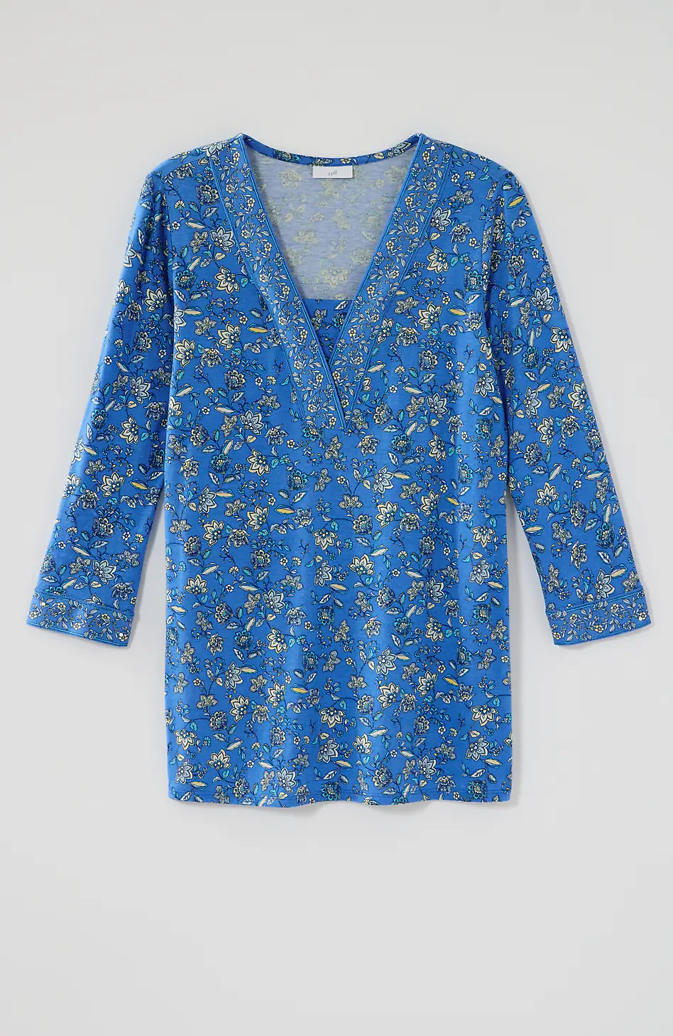 Border-Printed V-Neck Tunic