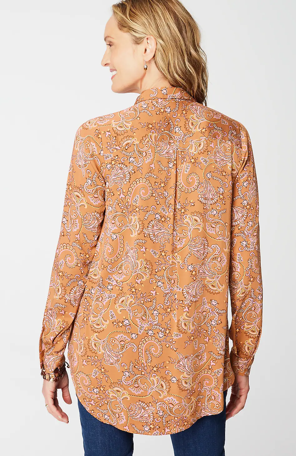 Paisley-Printed Satin Tunic
