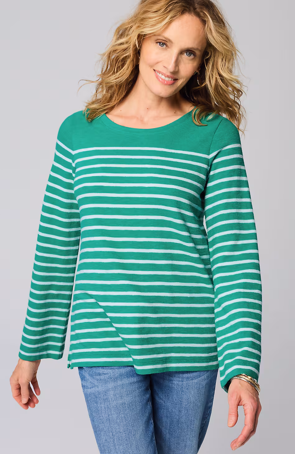 Textured-Cotton Striped Tee