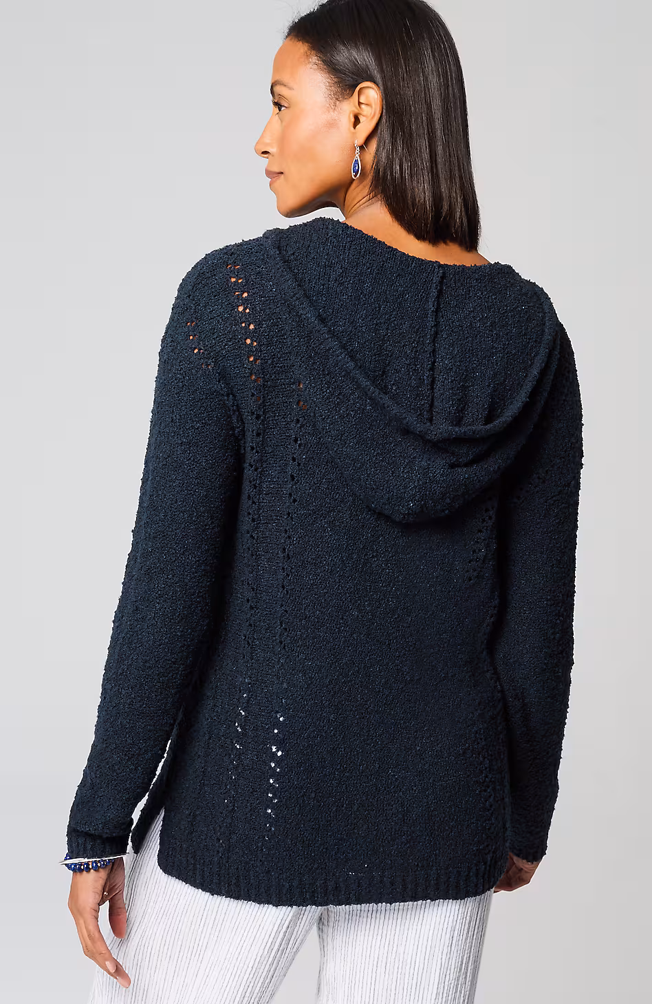Open-Texture Hooded Sweater
