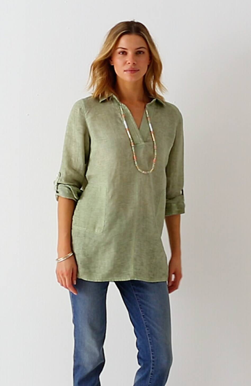 Garment-Dyed Linen Popover Tunic