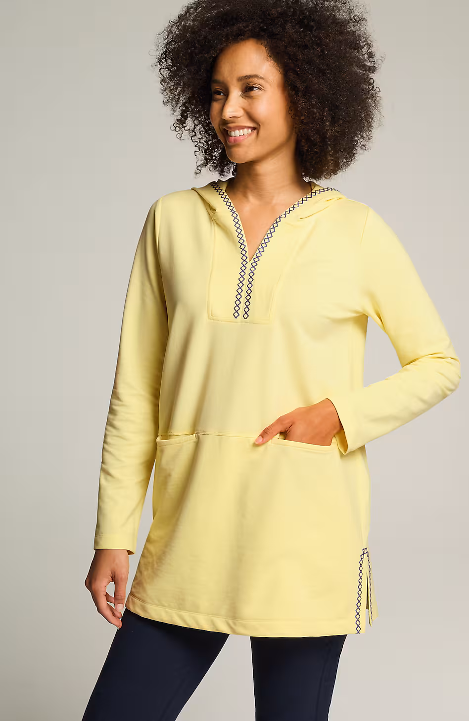 Fit Elevate Terry Embroidered Hooded Tunic