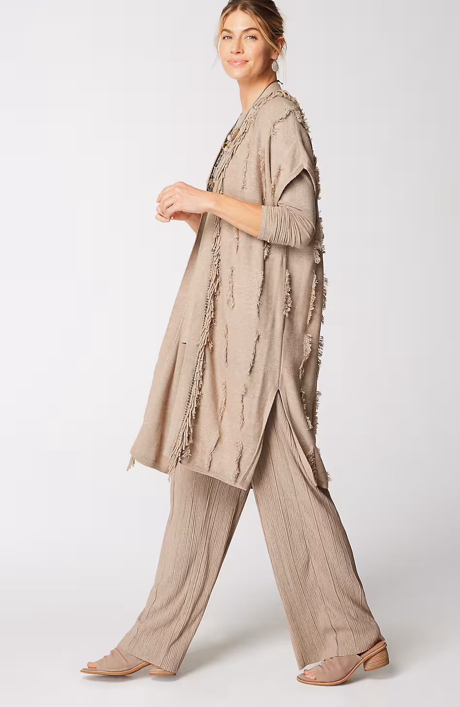 Pure Jill Jacquard Fringe Gilet