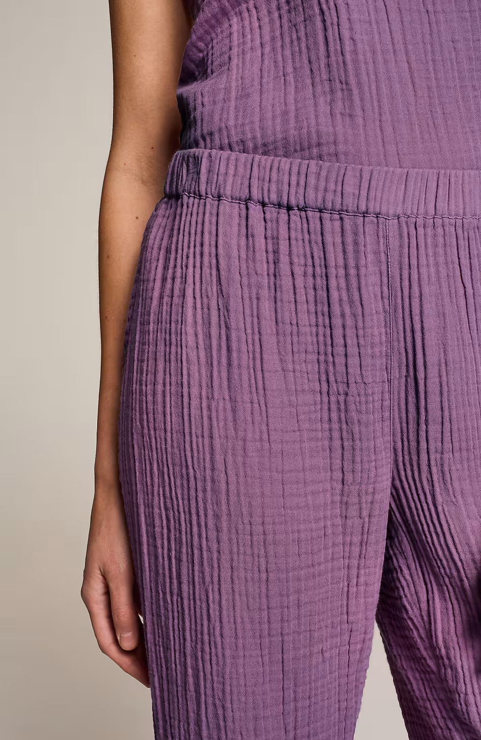 Sleep Cotton-Gauze Wide-Leg Crops