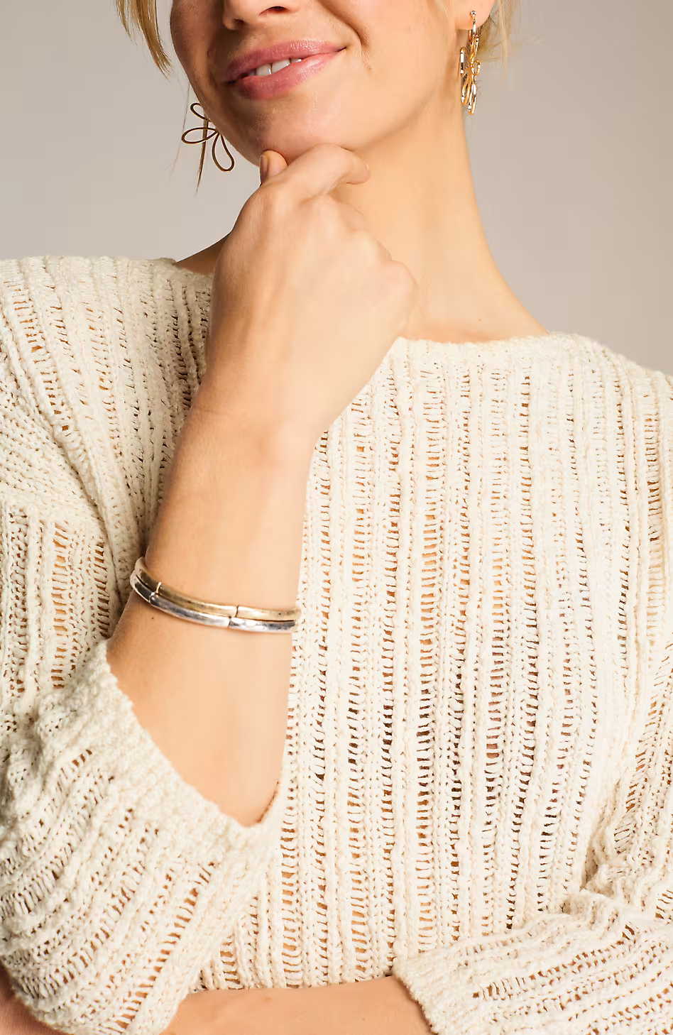 Pure Jill Open-Rib-Textured Sweater