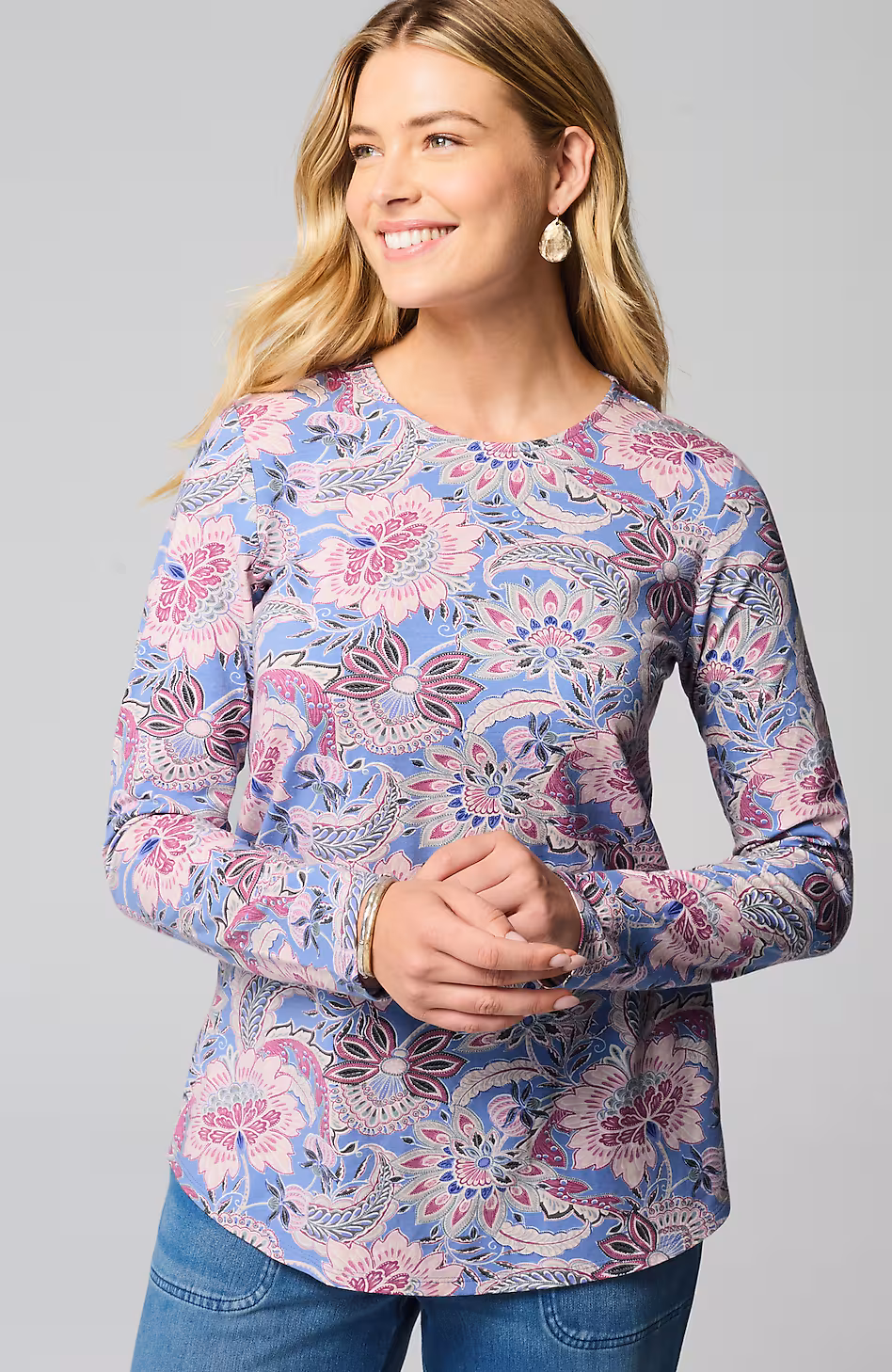 Pure Jill Long-Sleeve Shirttail Tee