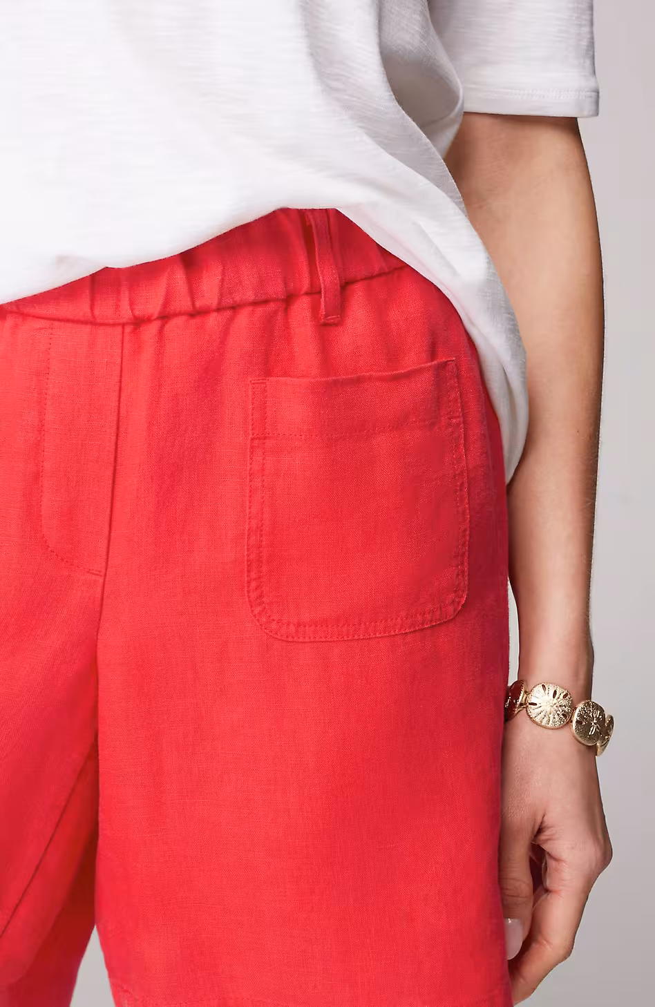 Linen Patch-Pocket Pull-On Shorts