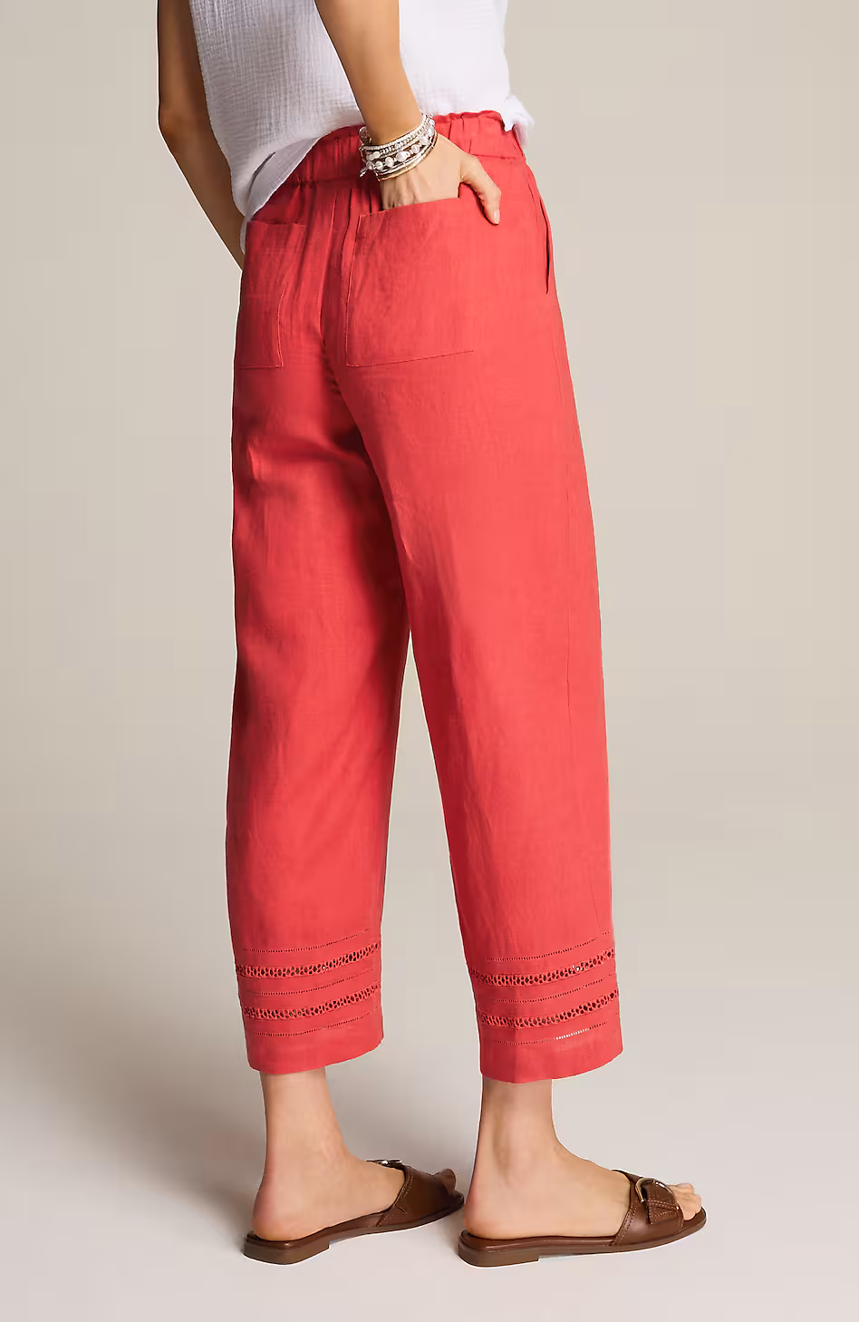 Linen-Trimmed Wide-Leg Crops