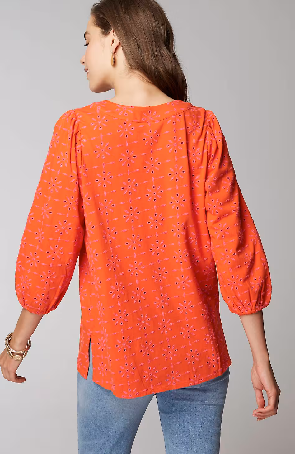 Contrasting-Eyelet Tunic