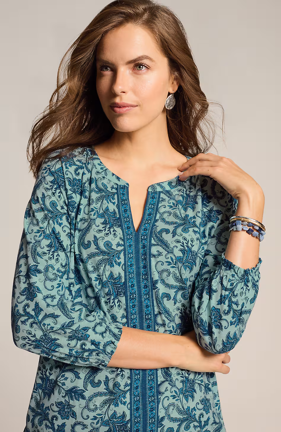Border-Printed Floral Top