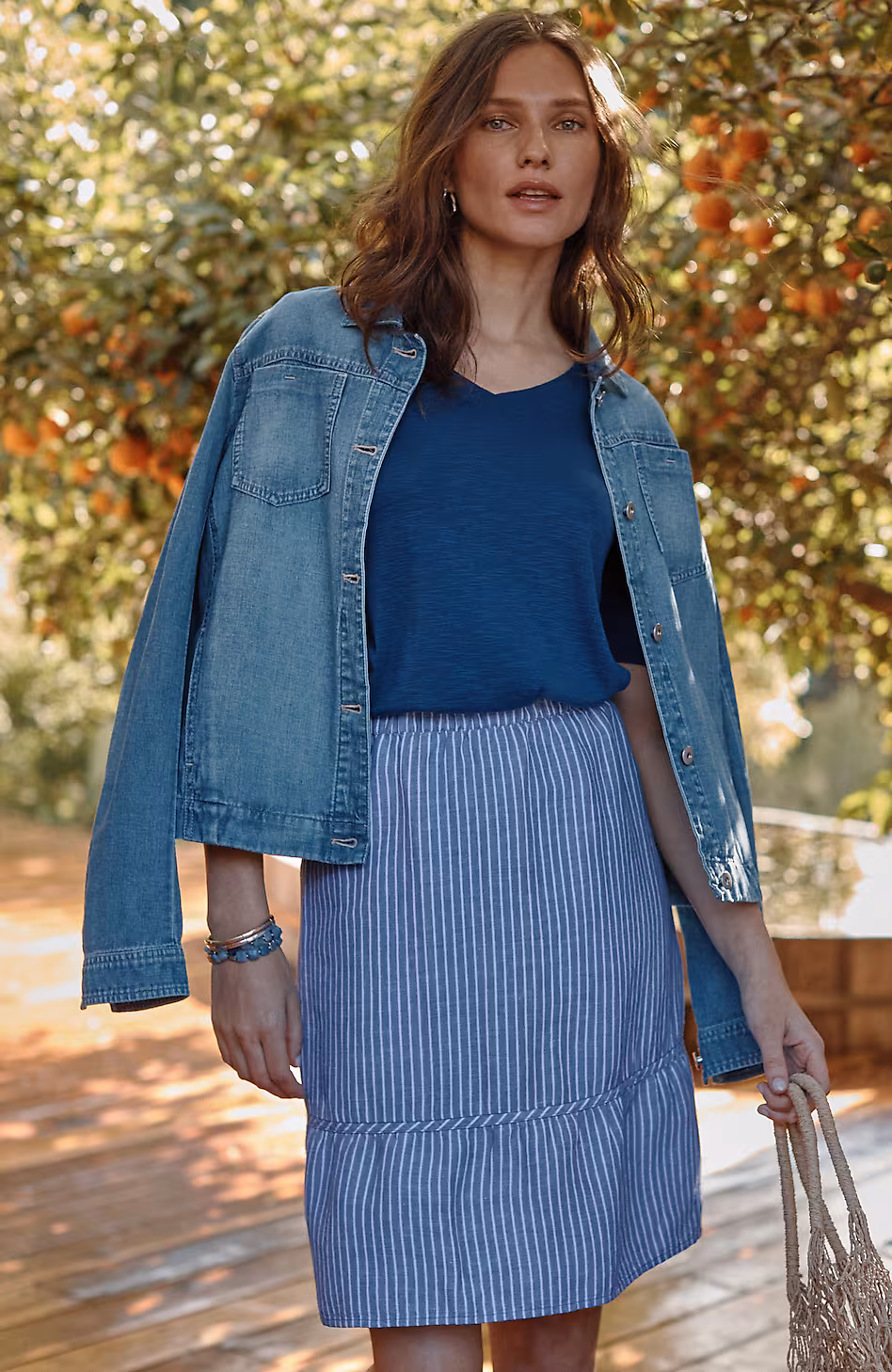 Linen & Rayon Yarn-Dyed Skirt