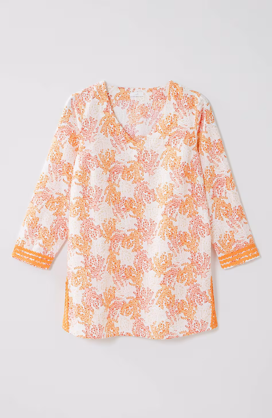 Linen-Blend Coral-Reef Tunic