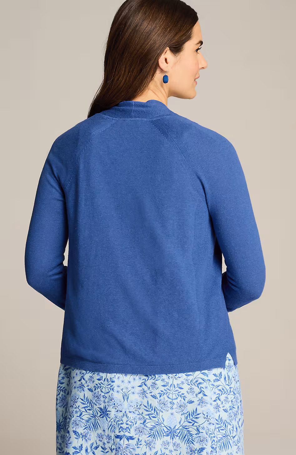 Fine-Textured-Seams Open-Front Cardi