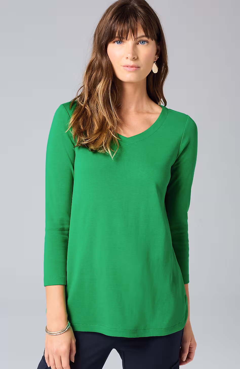 Pima 3/4-Sleeve V-Neck Tee