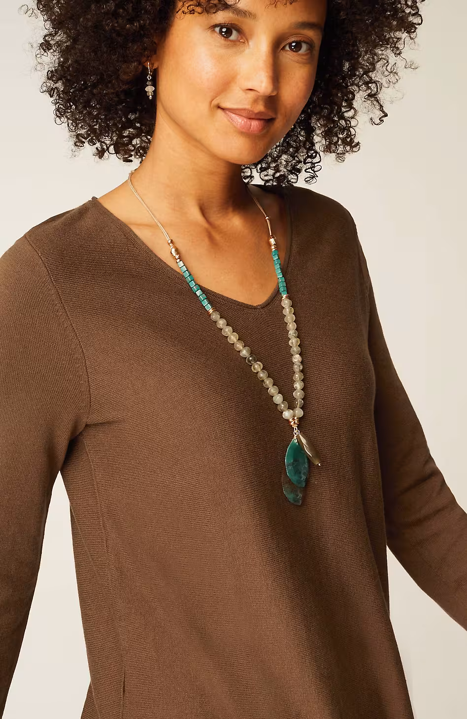 Easy Fringed-Hem V-Neck Tunic