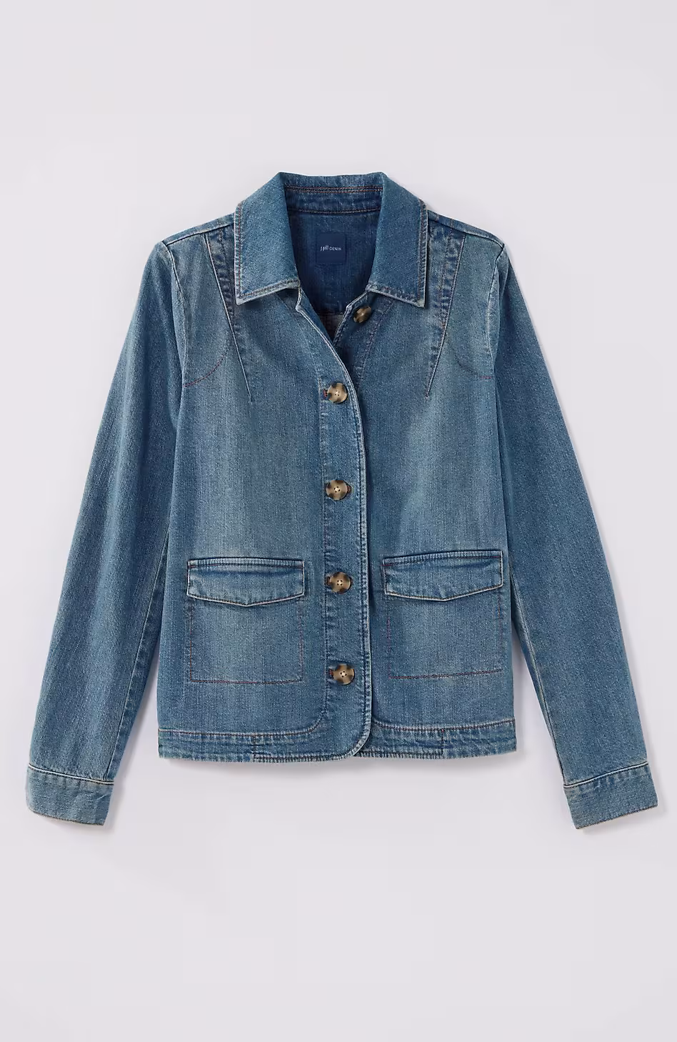 Curved-Hem Denim Jacket