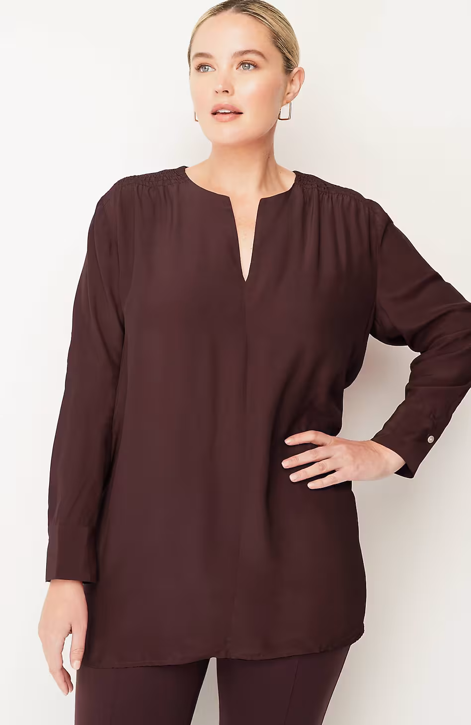 Smocked Split-Neck Tunic