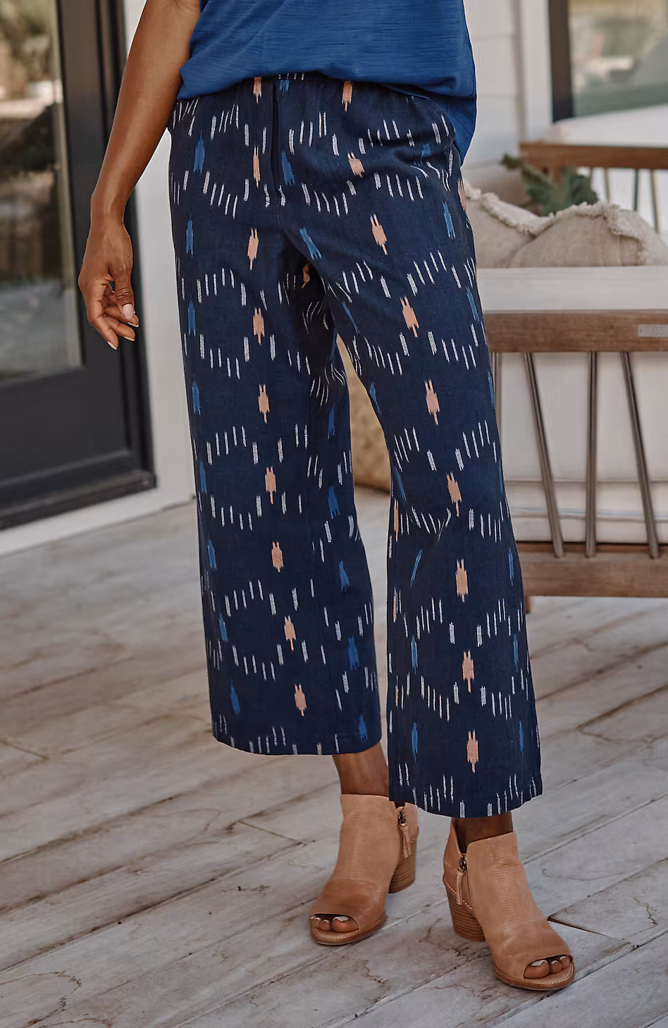 Pure Jill Ikat Wide-Leg Crops