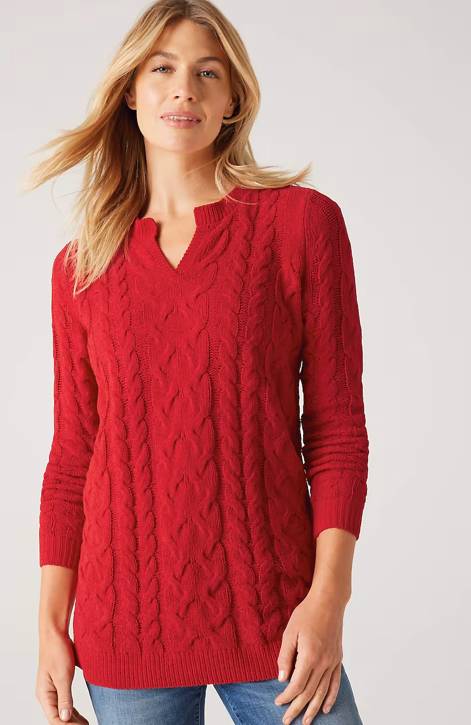 Split-Neck Chenille Tunic