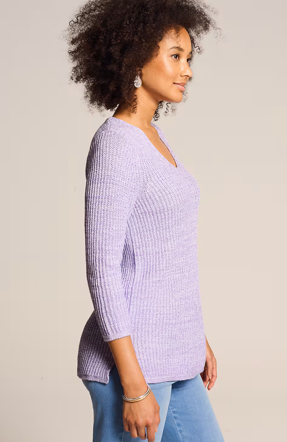 Slub-Textured Ribbed Sweater