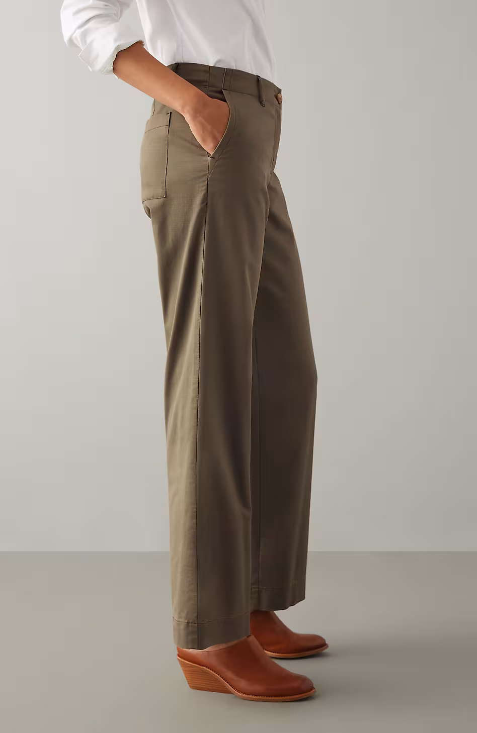 Relaxed Chino Wide-Leg Pants