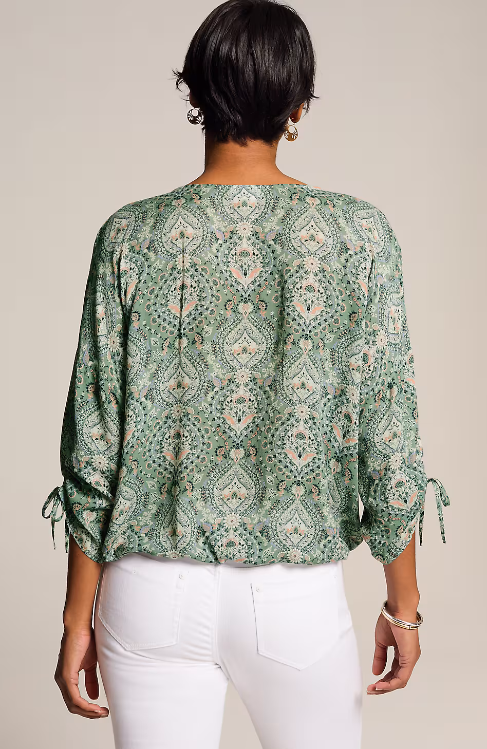 Printed Crinkle-Textured Top