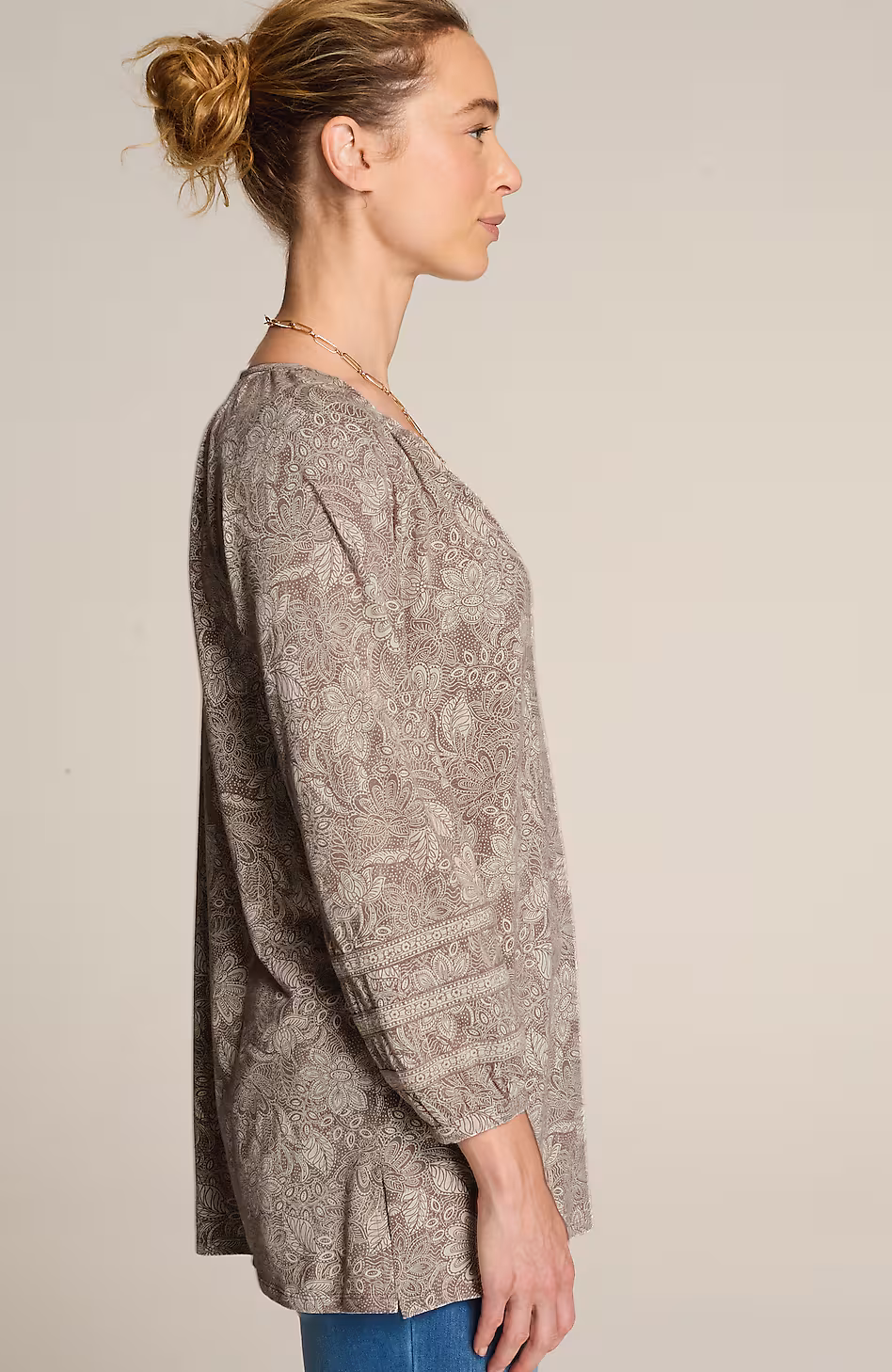 Pure Jill Soft-Sleeve Printed Tunic