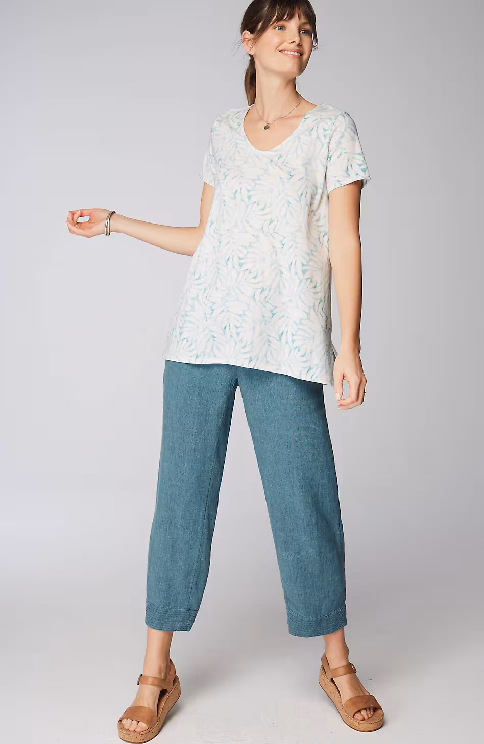 Pure Jill Side-Slit Elliptical Tee