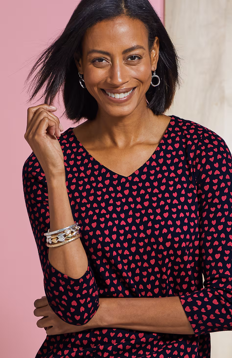 Pima 3/4-Sleeve V-Neck Tee