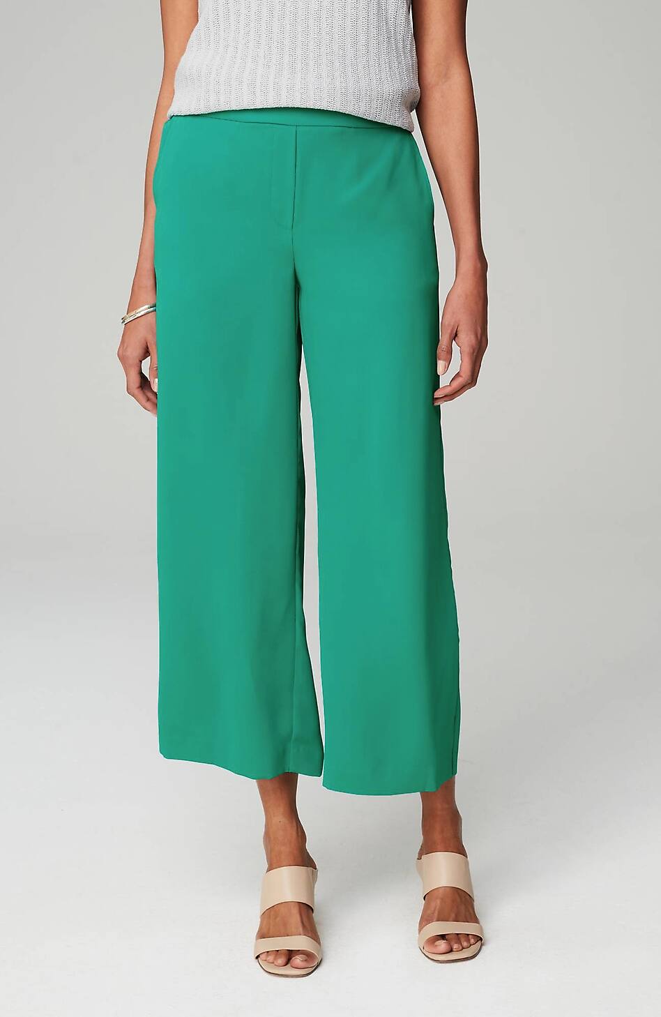 Wearever Easy-Care Woven Wide-Leg Crops