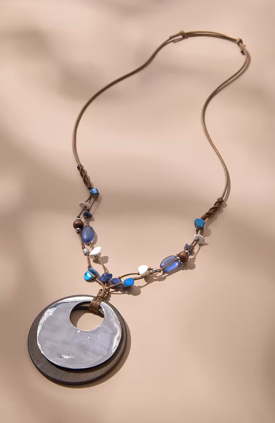 Wood & Beads Pendant Necklace