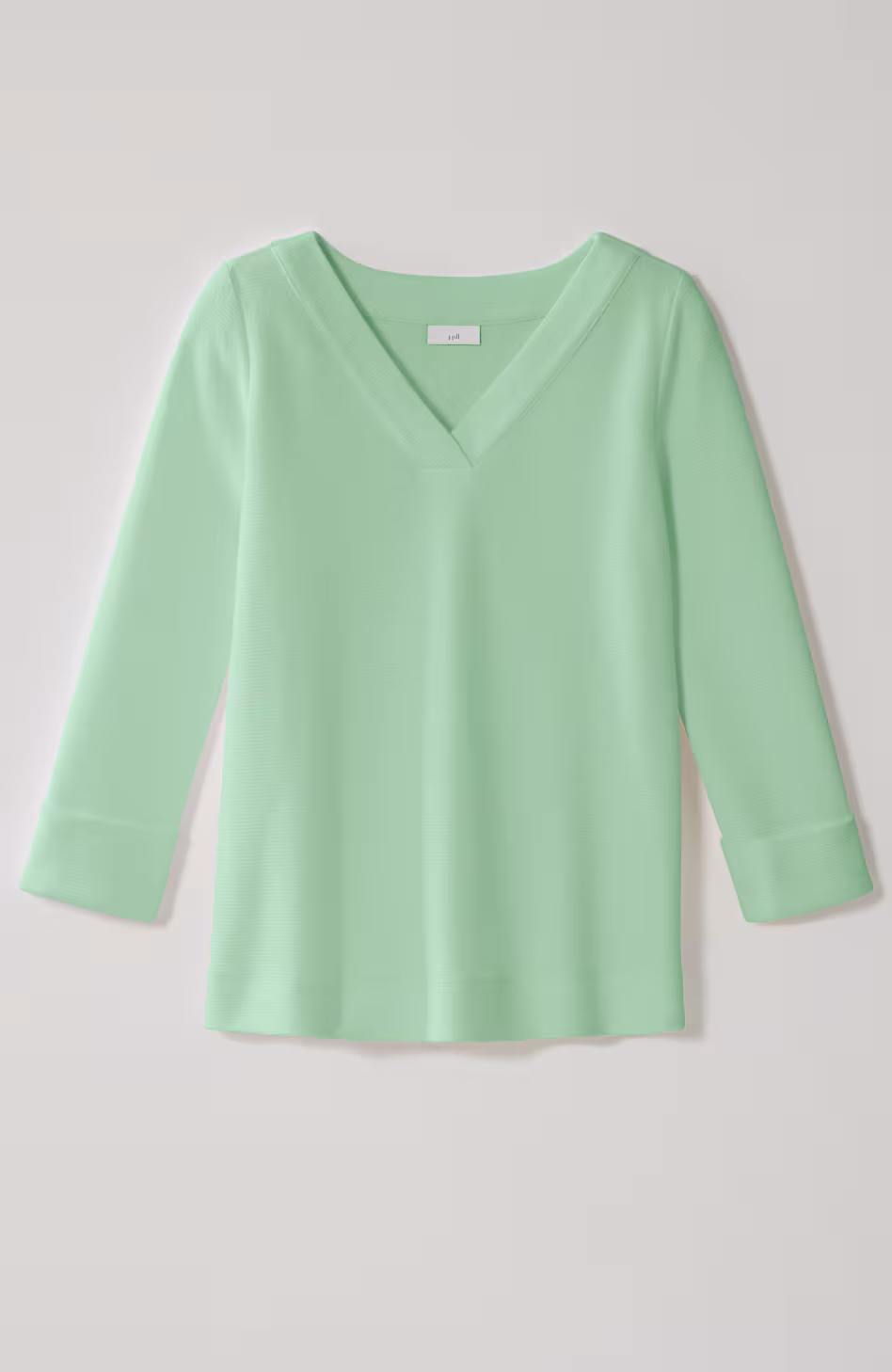 Ottoman-Knit Rolled-Cuff Top