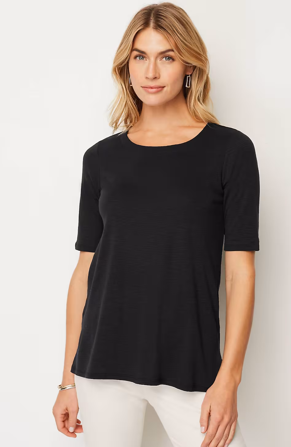 Pima-Slub Scoop-Neck Side-Slit Tee