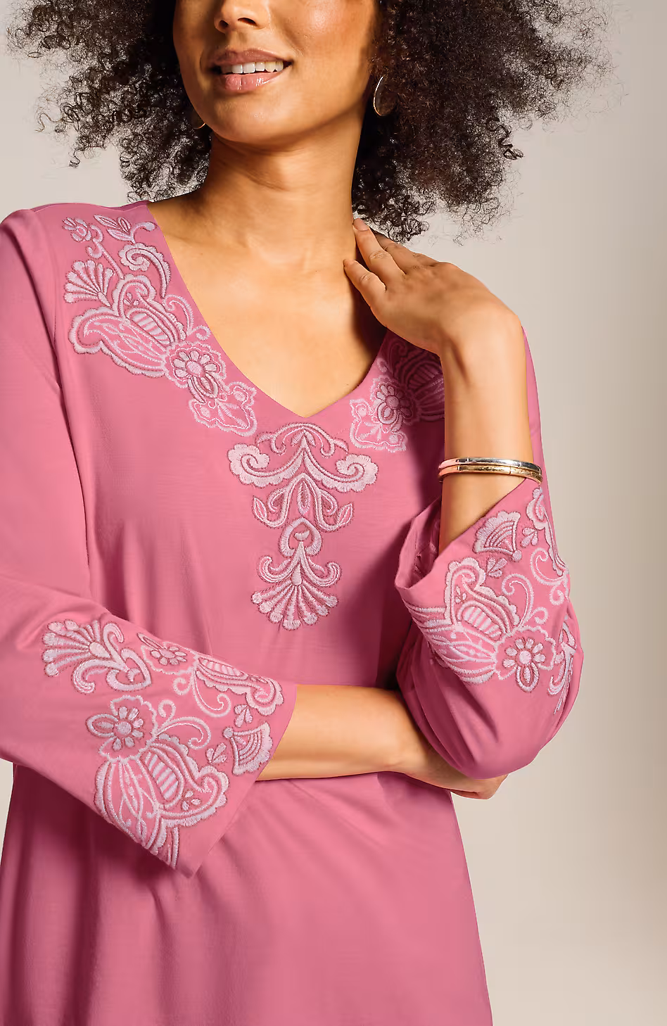 Embroidered V-Neck Top