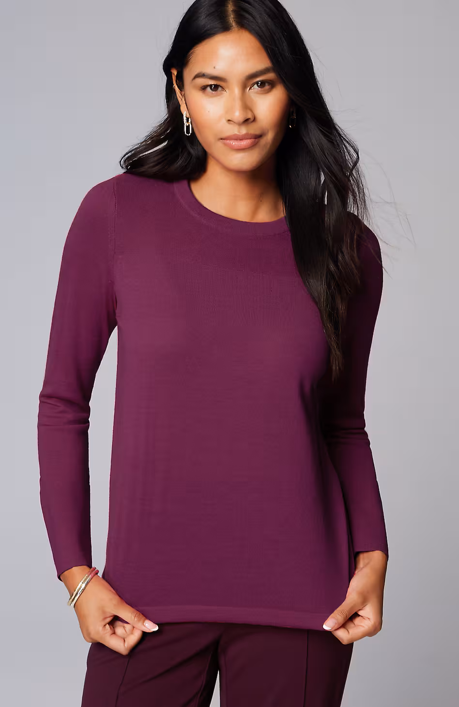 Wearever Textured-Yoke Merino Sweater