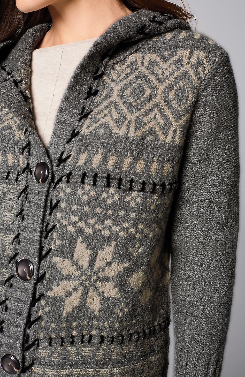 Hand-Embroidered Hooded Cardi