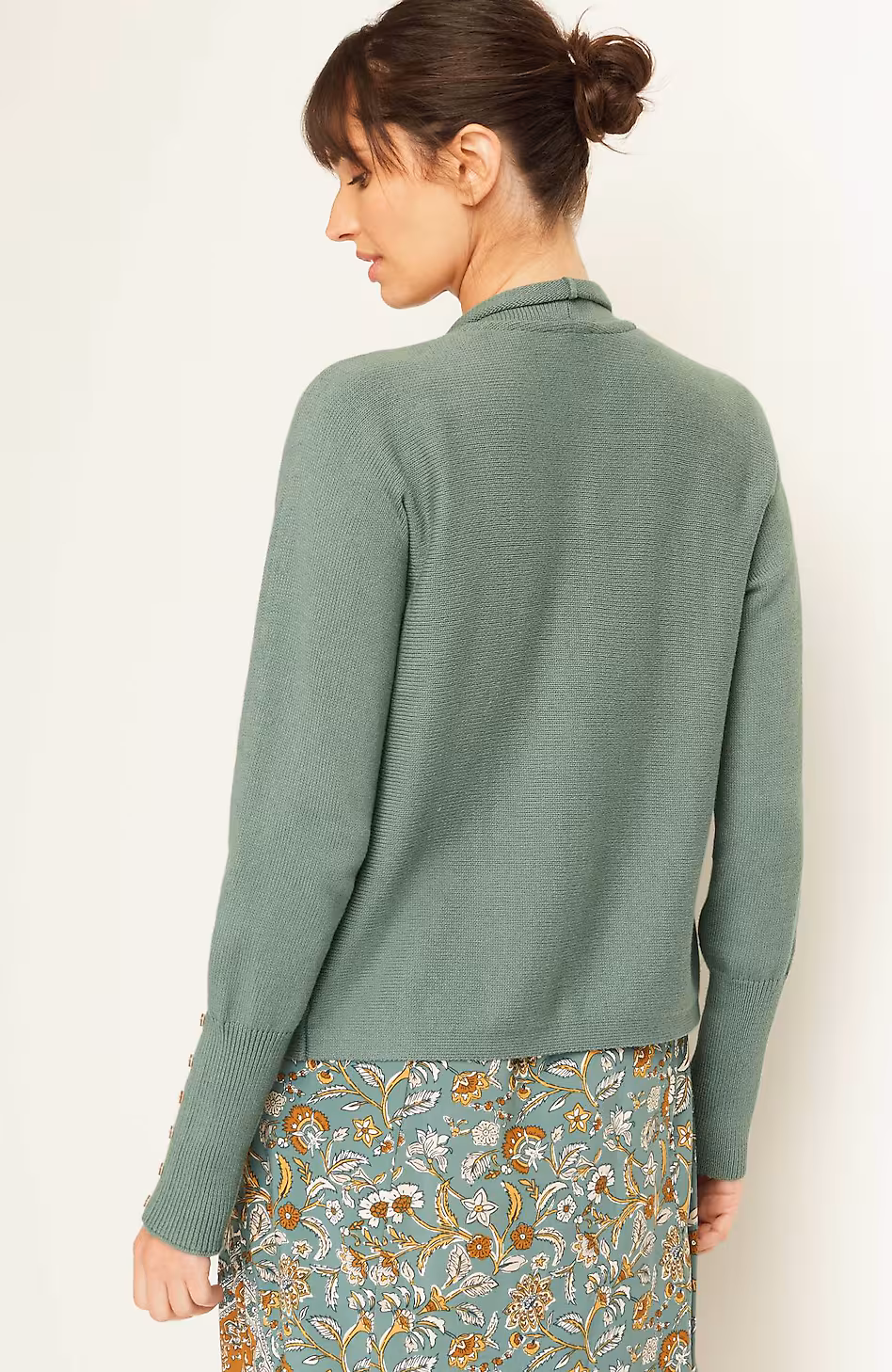 Pure Jill Ribbed Button-Cuffed Cardi