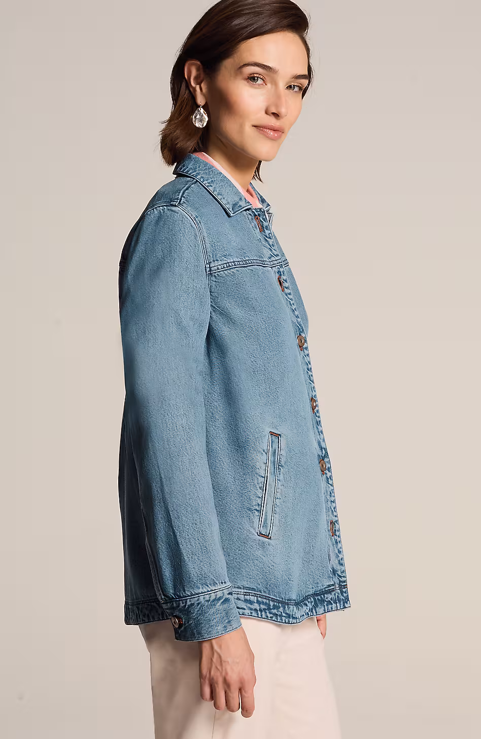 Soft Denim Shirttail Jacket