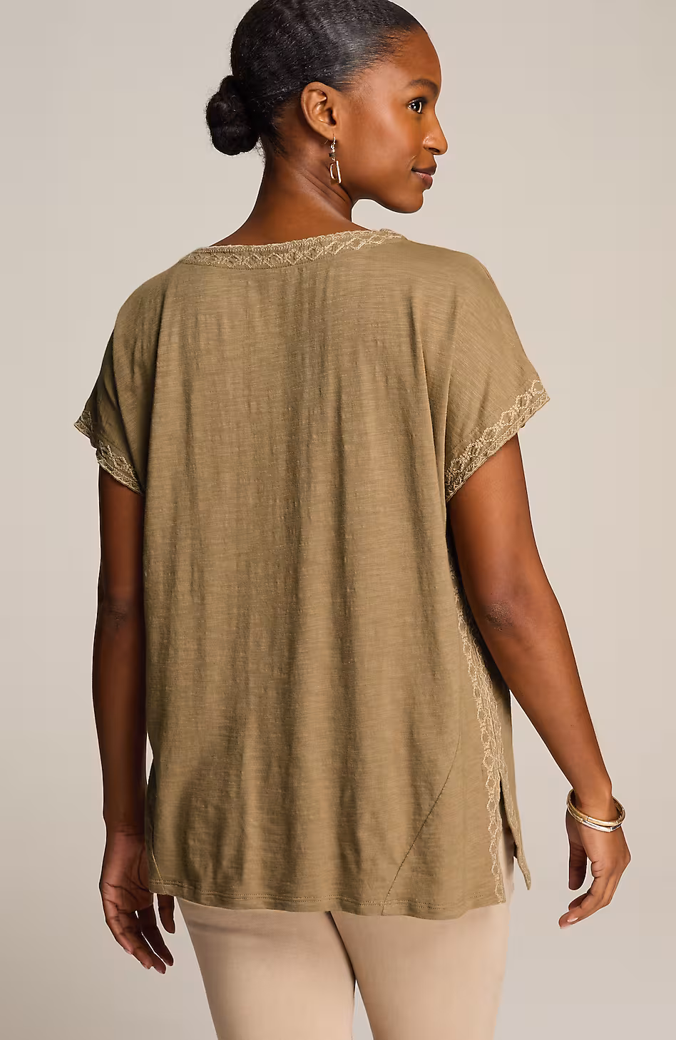 Pure Jill Embroidered Boat-Neck Top