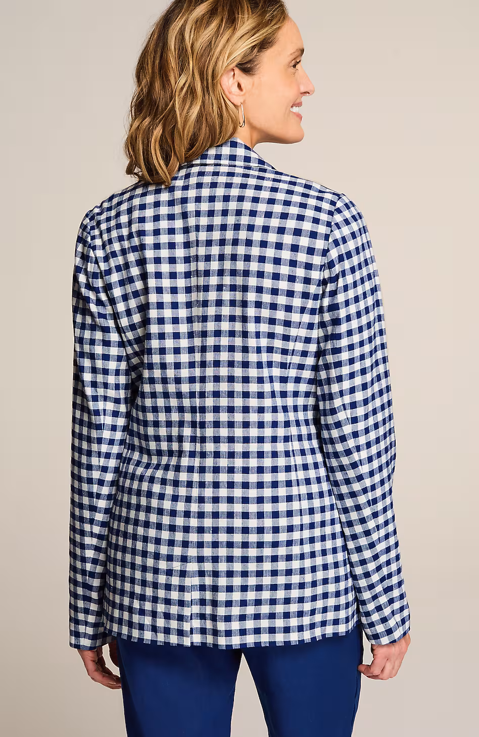 Linen-Stretch Double-Breasted Blazer