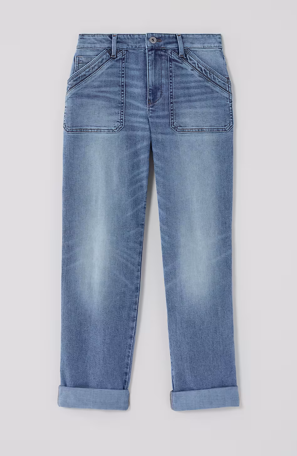 Curvy-Fit Patch-Pocket Jeans