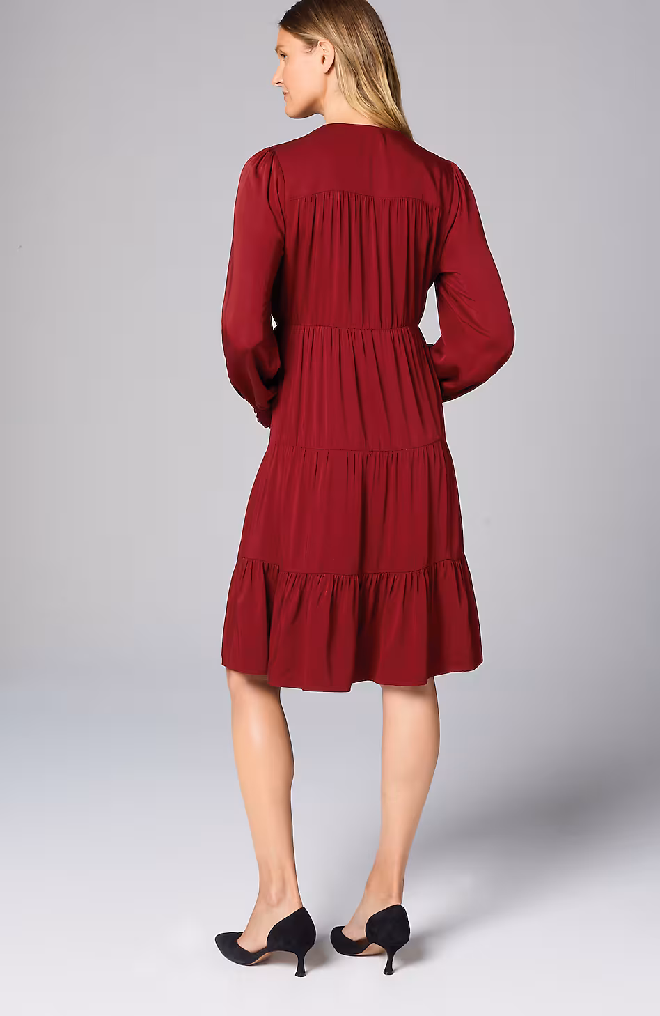 Tiered Smocked-Sleeve Dress