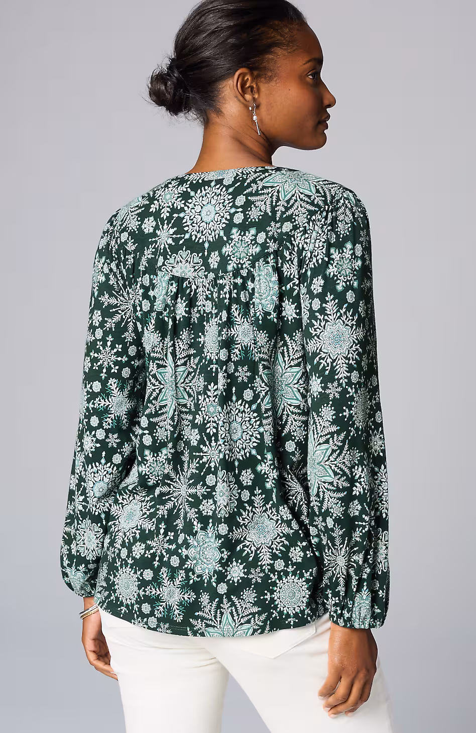 Printed Peasant Top