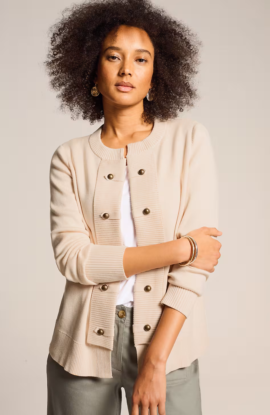 Button-Detailed Sweater-Jacket