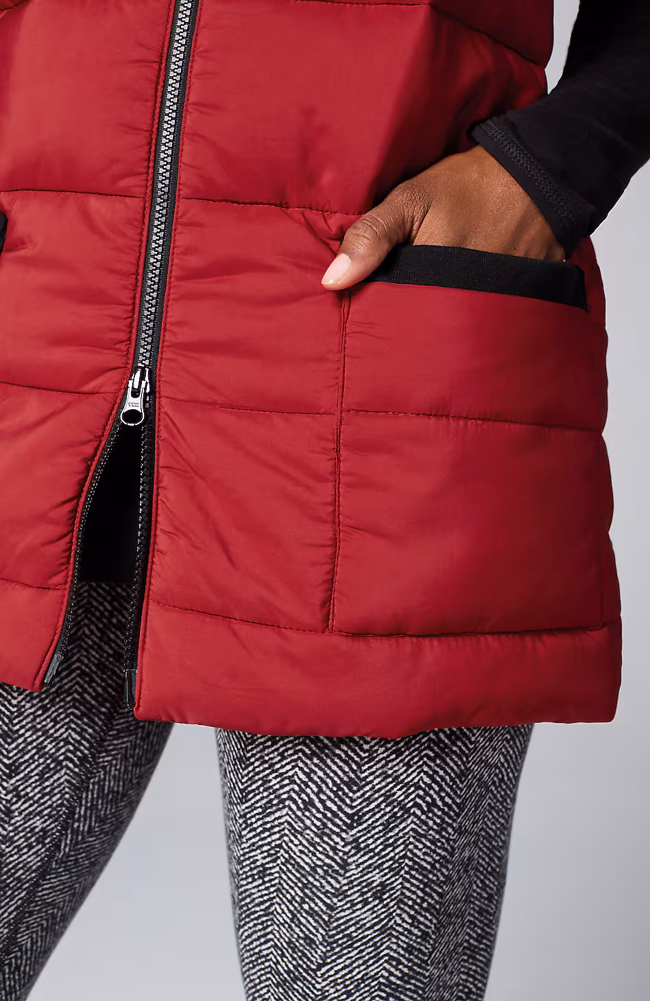 Fit Rib-Trimmed Hooded Puffer Vest